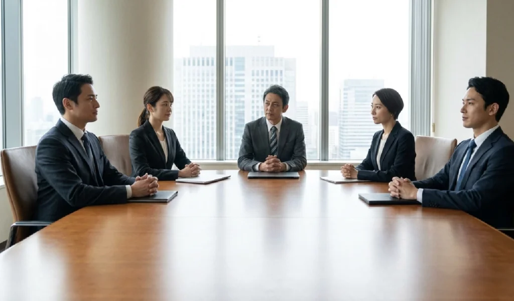 Abstract boardroom setting representing reflective CXO leadership and governance conversations
