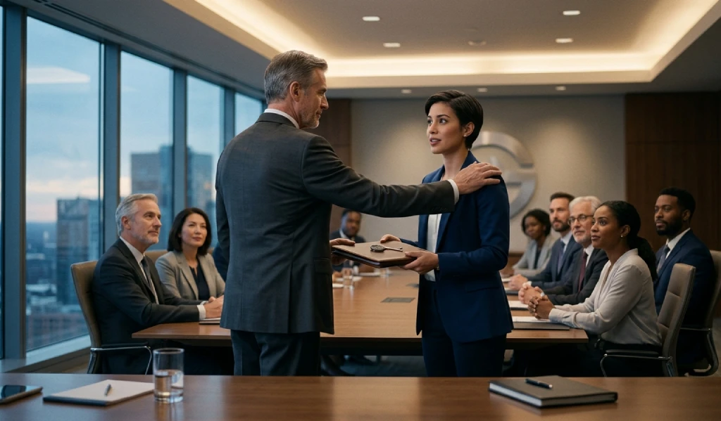 Leadership transition showing shift in power and influence within an organisation